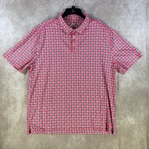 Burlebo Polo Shirt Mens XL Red American Flag Performance Short Sleeve USA Print